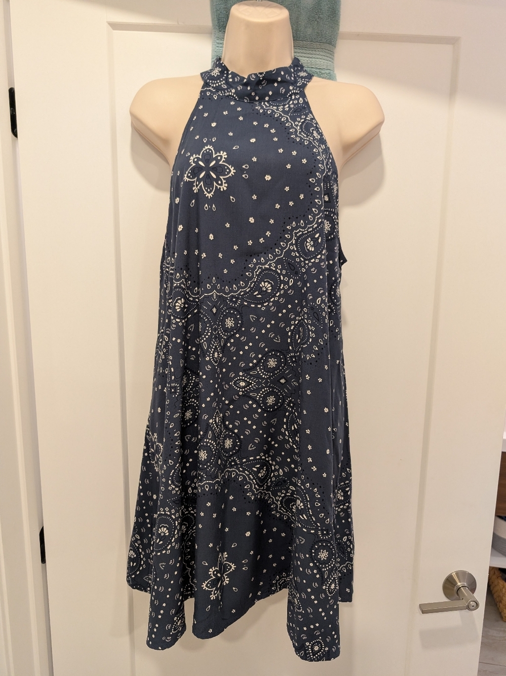 Joe Fresh Navy Bandana-Print Halter Dress